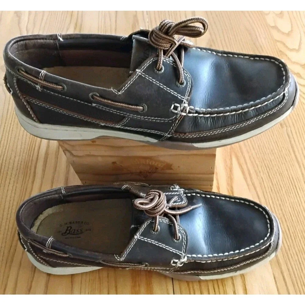 G H Bass Co Maine Leather Boat Shoes Brown Men’s Size 10M Great Condition